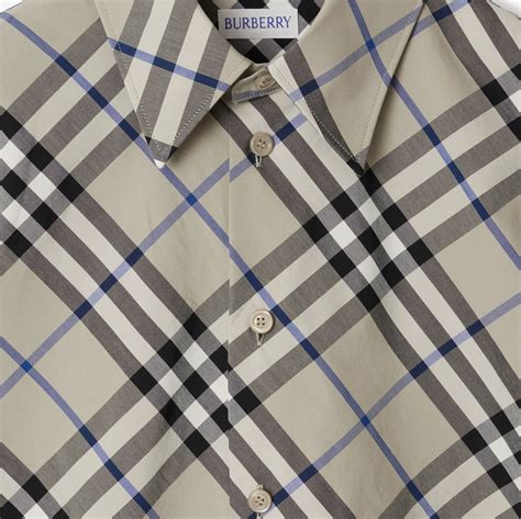 burberry shirt with shoulder patches|Relaxed Fit Check Cotton Shirt in Husk .